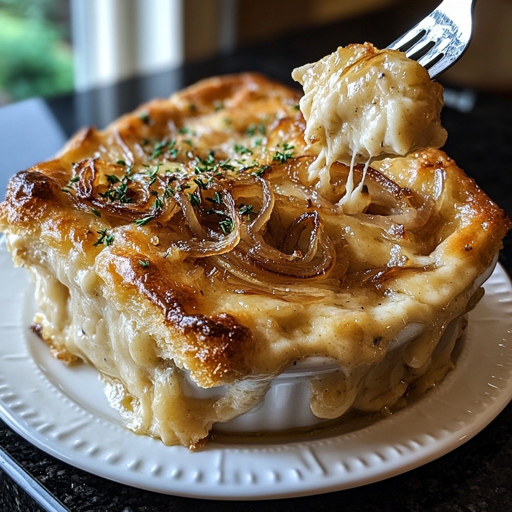 Kartelstampf mit karamellisierten Zwiebeln