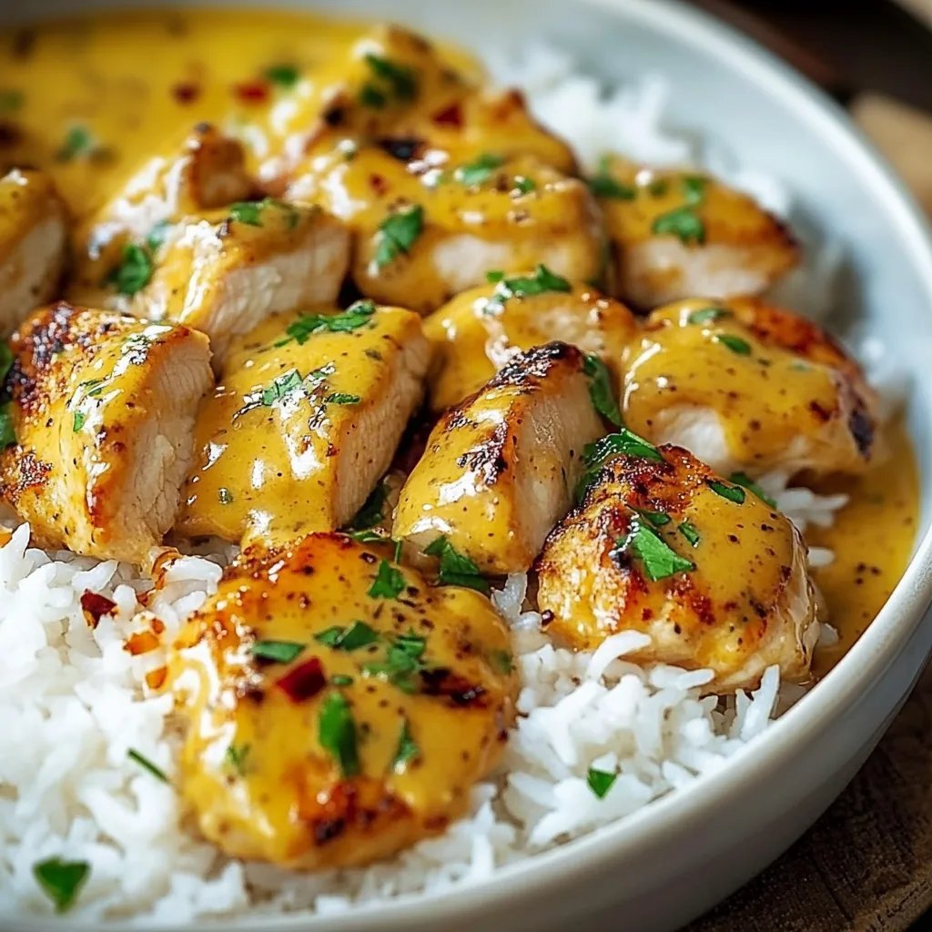 Schnelles Honig Senf Hähnchen mit Reis