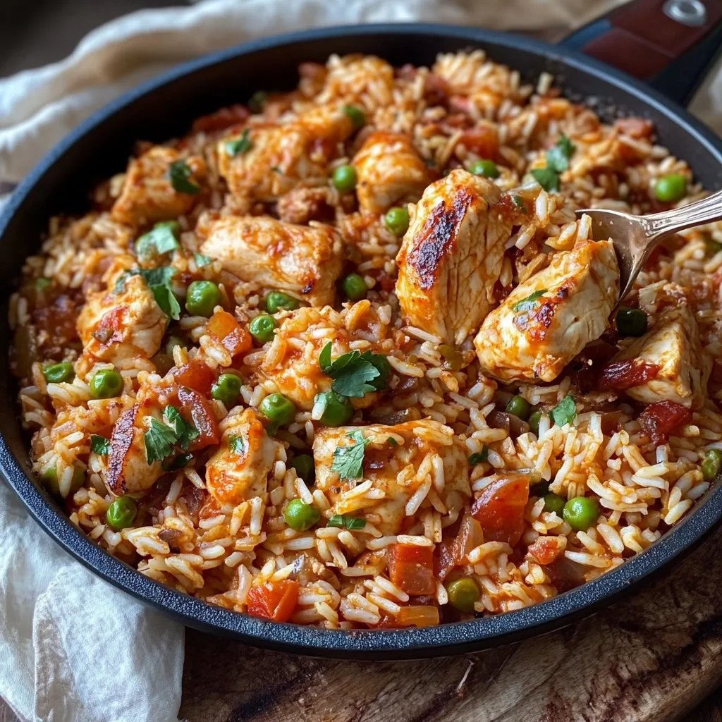 Reisgericht mit Hähnchen aus einem Topf