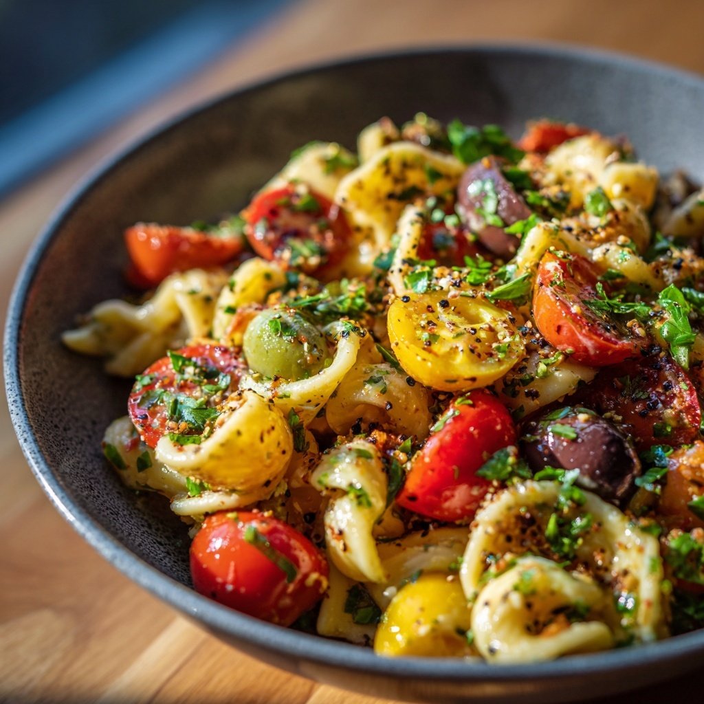 Mediterraner Nudelsalat Mit Oliven